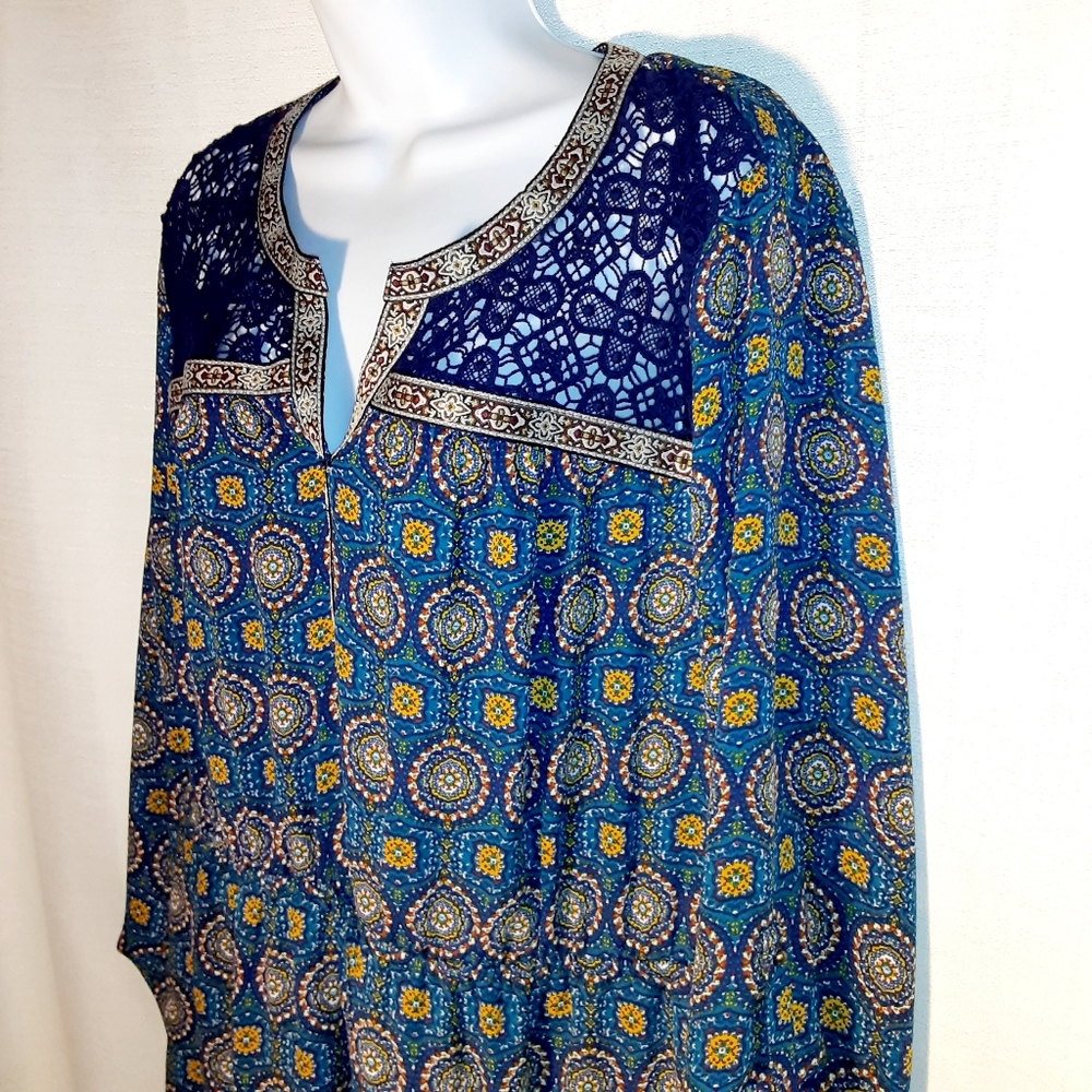 Daniel Rainn Navy Blue Drawstring Tunic XL h8